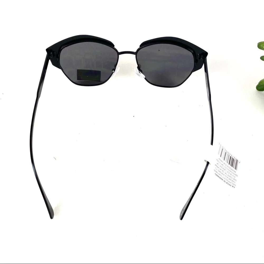 NWT Joe’s Jeans Sunglasses Black Satin Cat Eye Round UV Protection NEW Designer